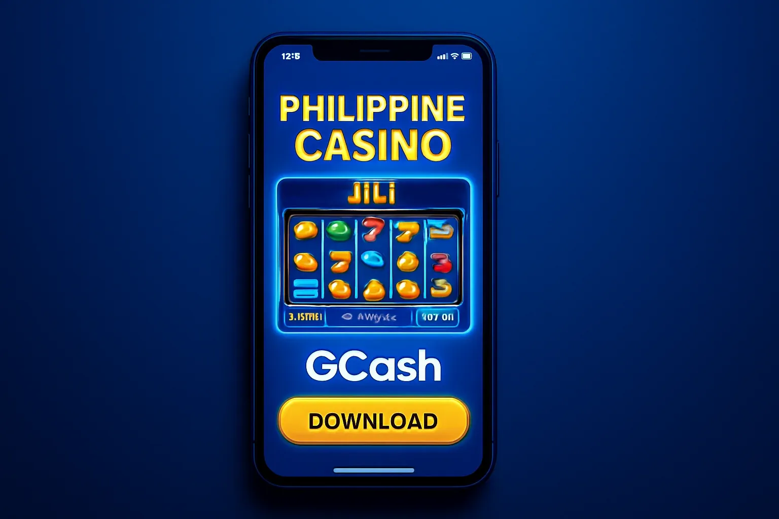 Android smartphone showing Philippine casino app with JILI UI and GCash payment