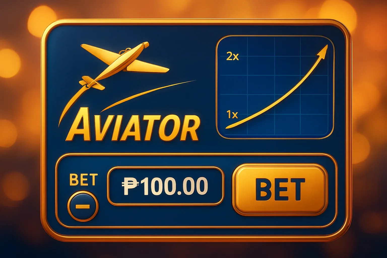 Close-up aviator crash game UI with plane trajectory, multiplier graph, and peso bets