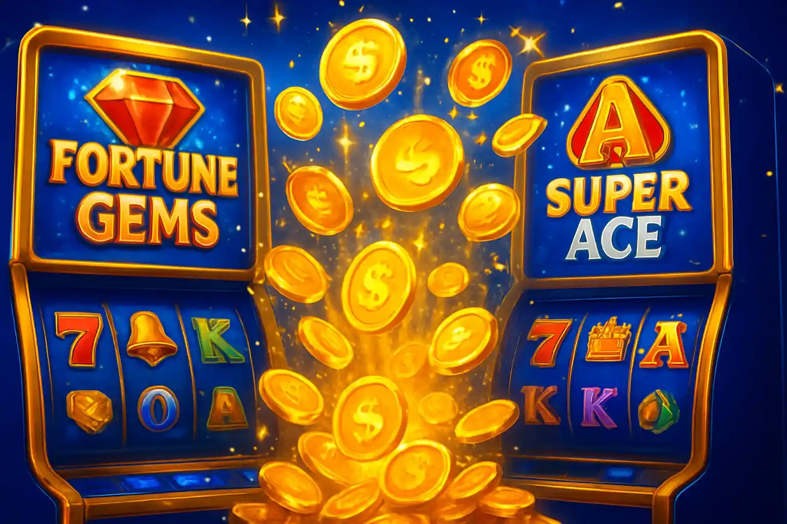 Bright Philippine casino slot machines with JILI symbols and exploding gold coins